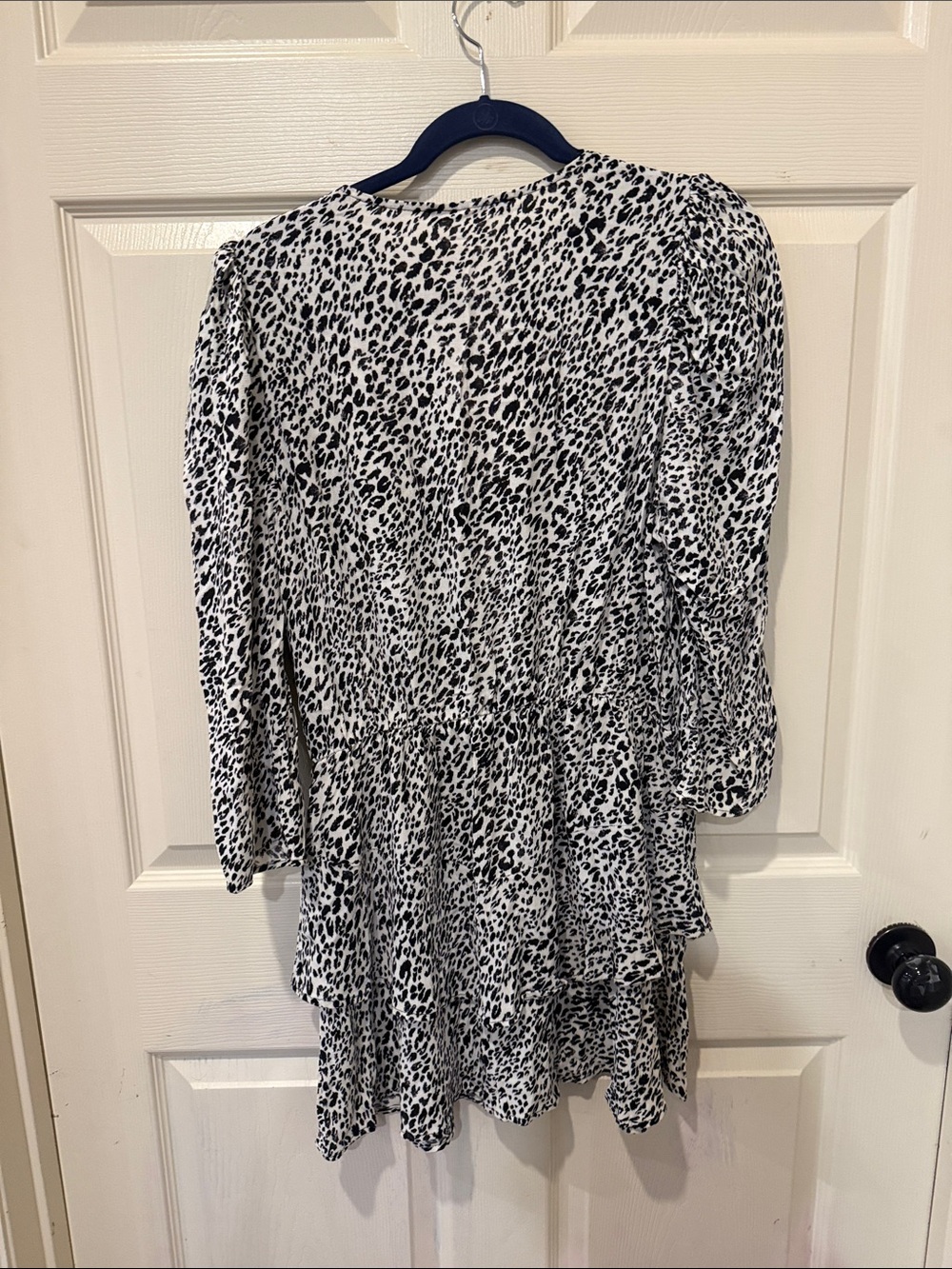 Zara black/white cheetah print ruffle mini dress, XL - Picture 7 of 8